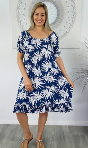 Nadia Navy Printed Dress