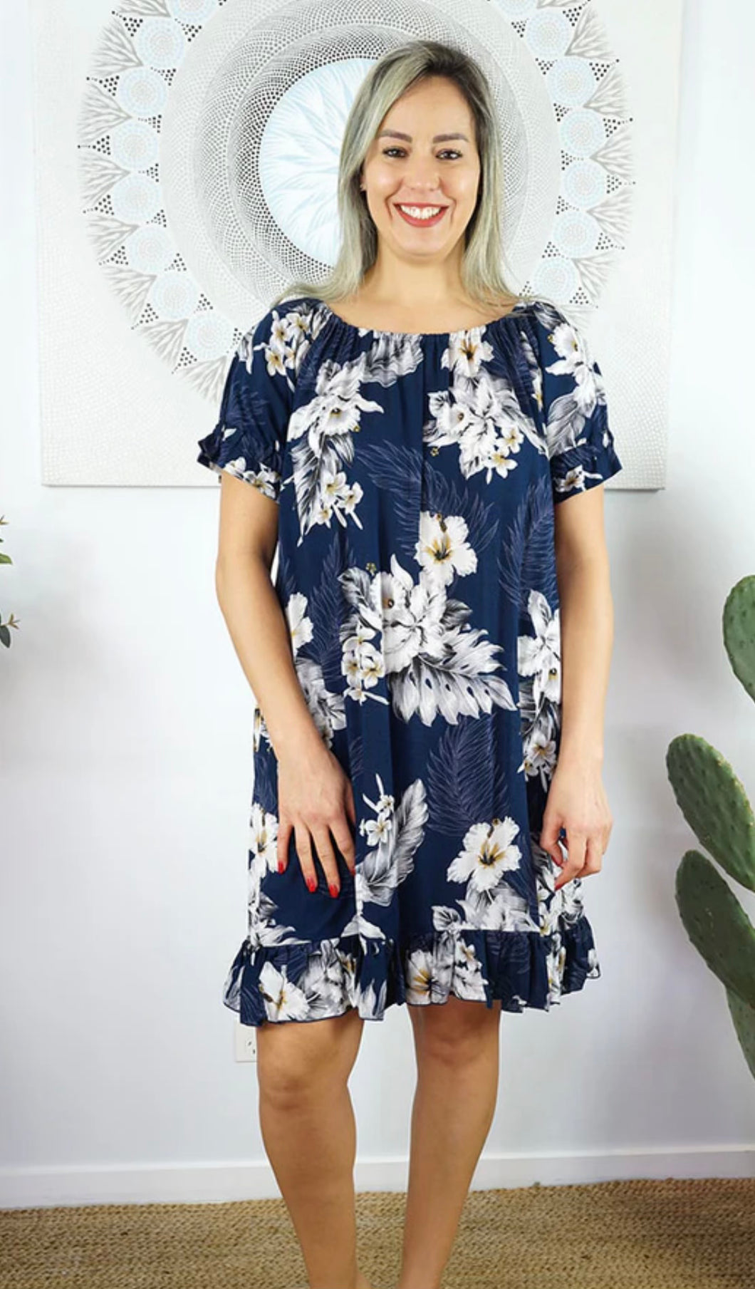 Nora Navy Floral Dress