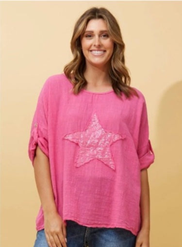 Starry night cotton top - Pink